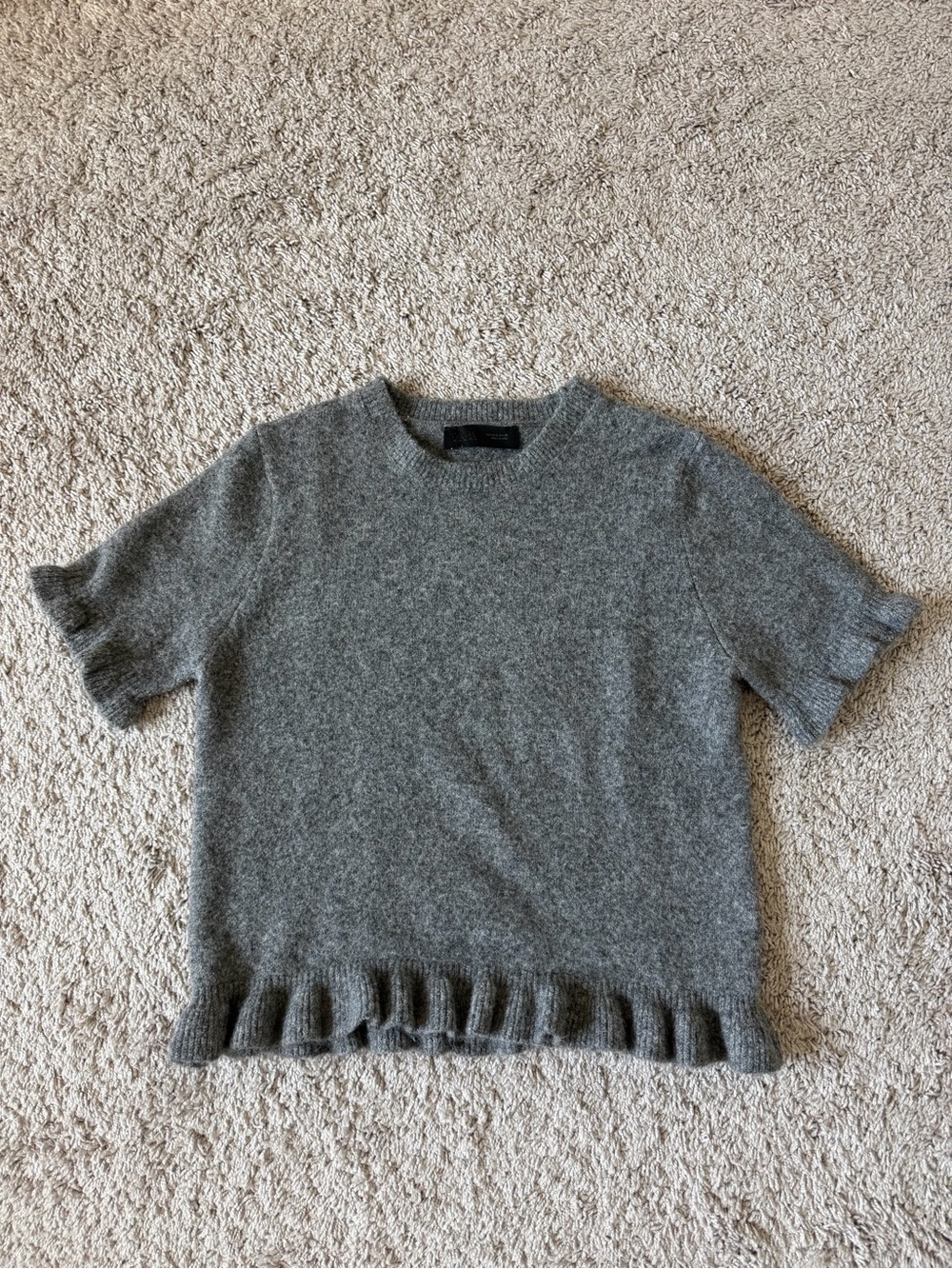 Zara Gray Knit top with ruffles